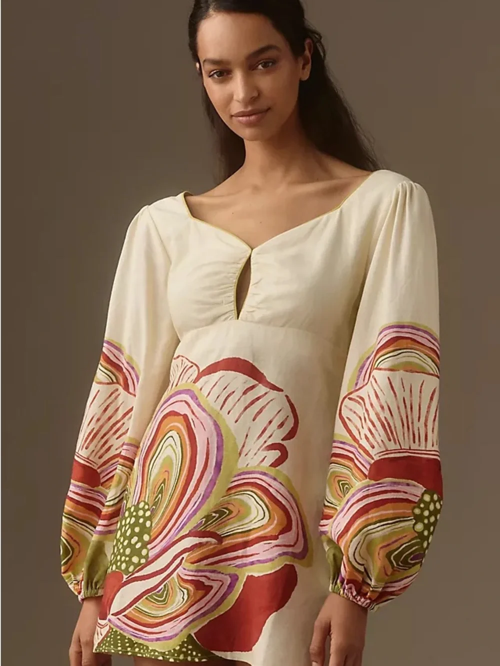 NWT Farm Rio x Anthropologie Sweetheart Linen Mini Dress - Picture 2 of 8
